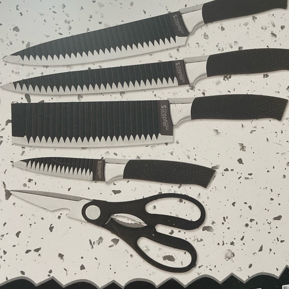 6-Piece Black and Silver Knife Set - Picture 4 of 5